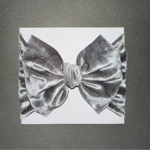 Silver crushed velvet bow headband new